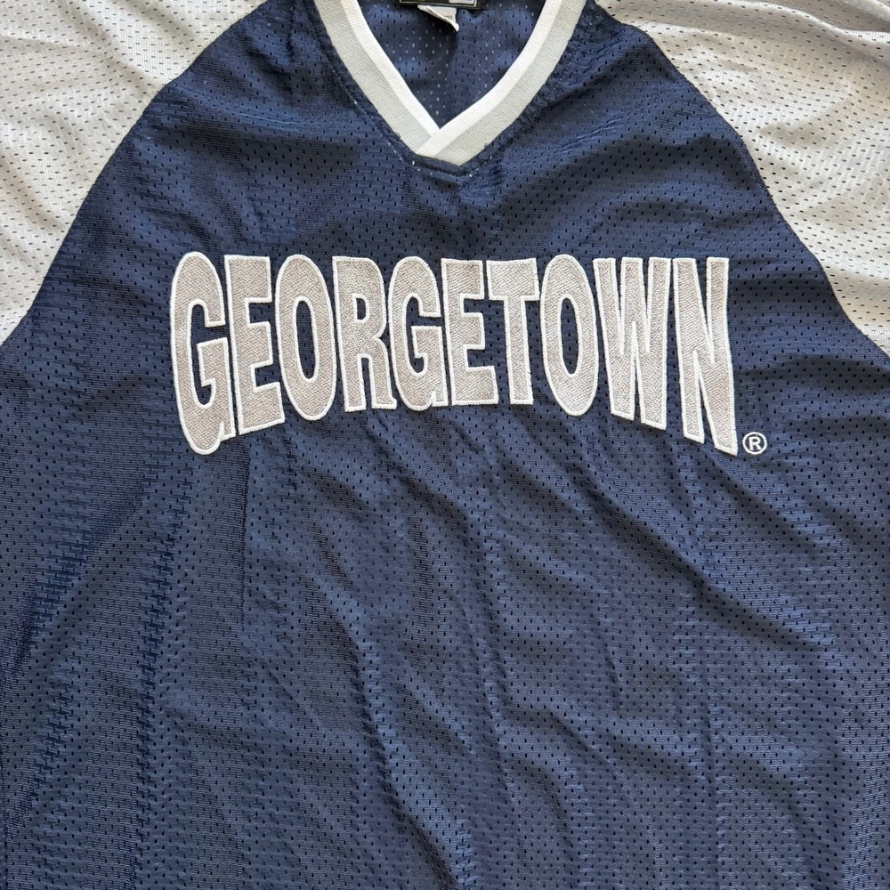 Vintage 90s Georgetown Hoyas Mach‎ 1 One  Mesh Jersey Bulldog Sz L Retro College - Picture 2 of 9